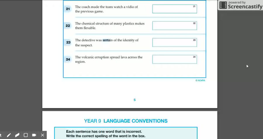 Explanation of Naplan language conventions test